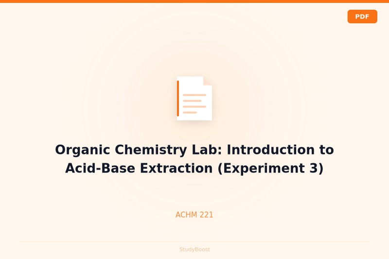 Organic Chemistry Lab: Introduction to Acid-Base Extraction (Experiment 3)