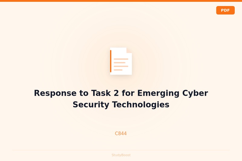 Response to Task 2 for Emerging Cyber Security Technologies