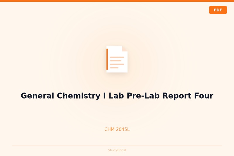 General Chemistry I Lab Pre-Lab Report Four