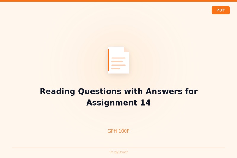 Reading Questions with Answers for Assignment 14