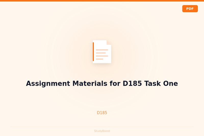 Assignment Materials for D185 Task One