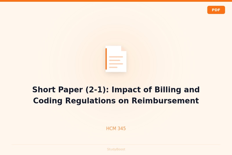 Short Paper (2-1): Impact of Billing and Coding Regulations on Reimbursement