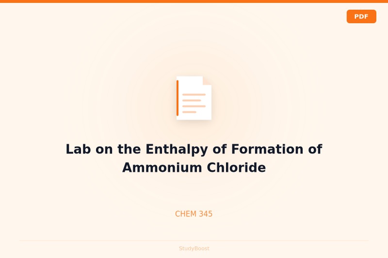 Lab on the Enthalpy of Formation of Ammonium Chloride