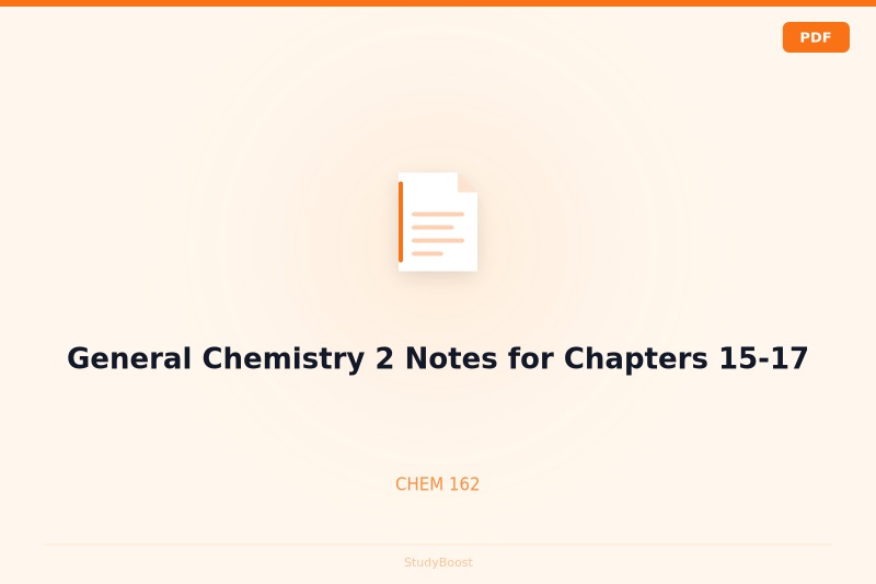 General Chemistry 2 Notes for Chapters 15-17
