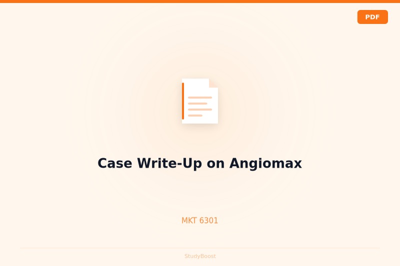Case Write-Up on Angiomax