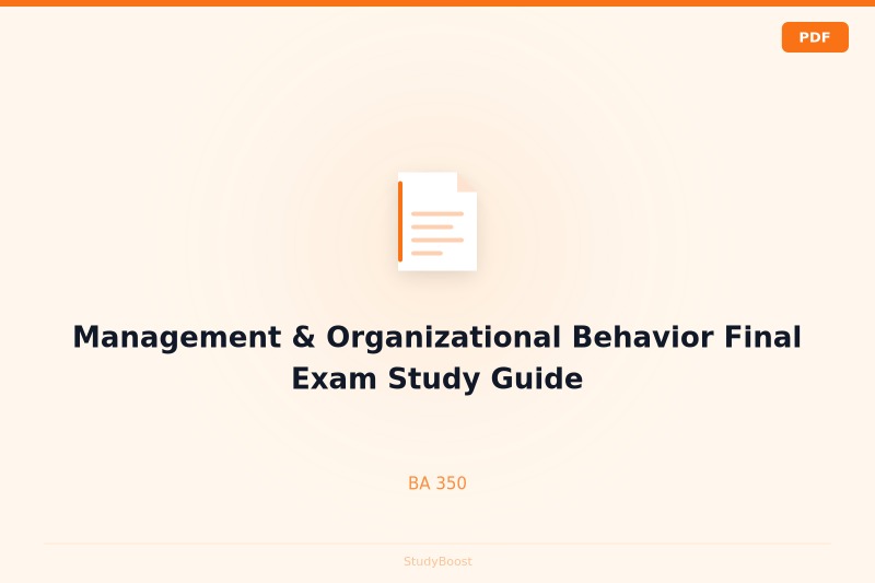 Management & Organizational Behavior Final Exam Study Guide