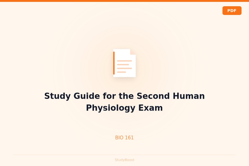 Study Guide for the Second Human Physiology Exam