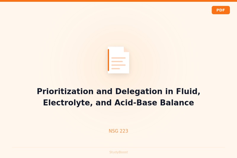Prioritization and Delegation in Fluid, Electrolyte, and Acid-Base Balance