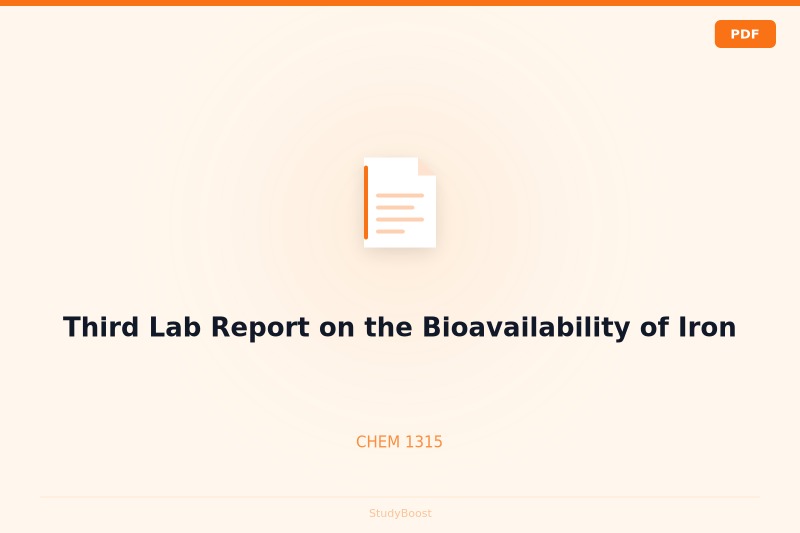 Third Lab Report on the Bioavailability of Iron