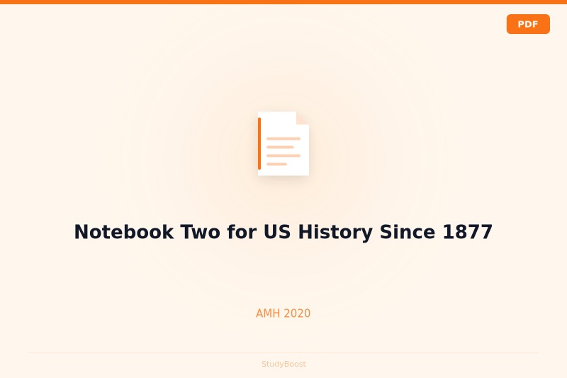 Notebook Two for US History Since 1877