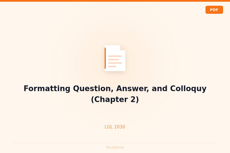 Formatting Question, Answer, and Colloquy (Chapter 2)