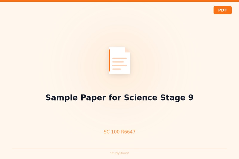 Sample Paper for Science Stage 9