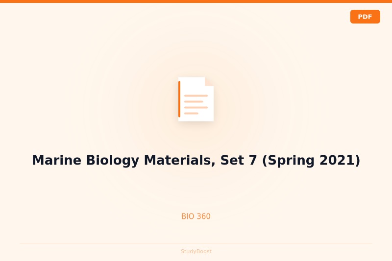 Marine Biology Materials, Set 7 (Spring 2021)
