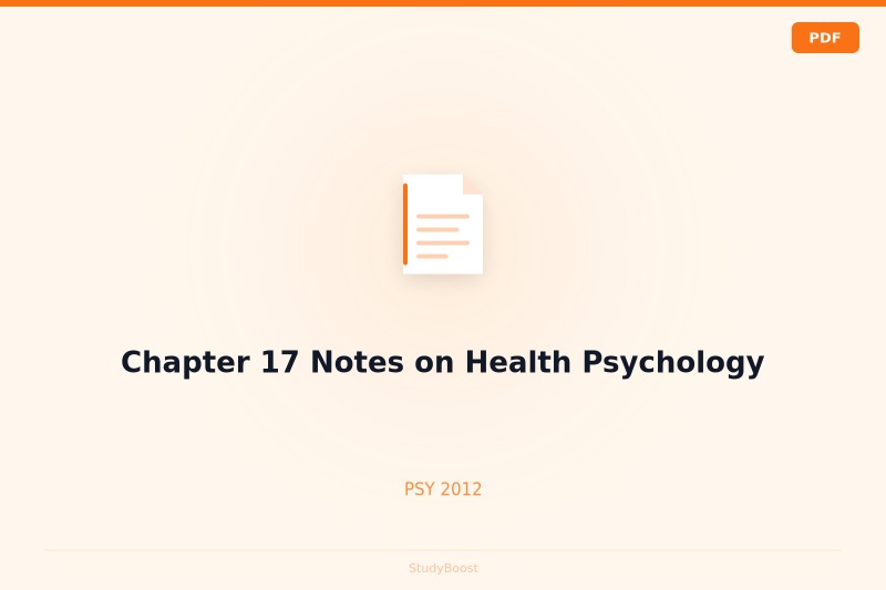 Chapter 17 Notes on Health Psychology