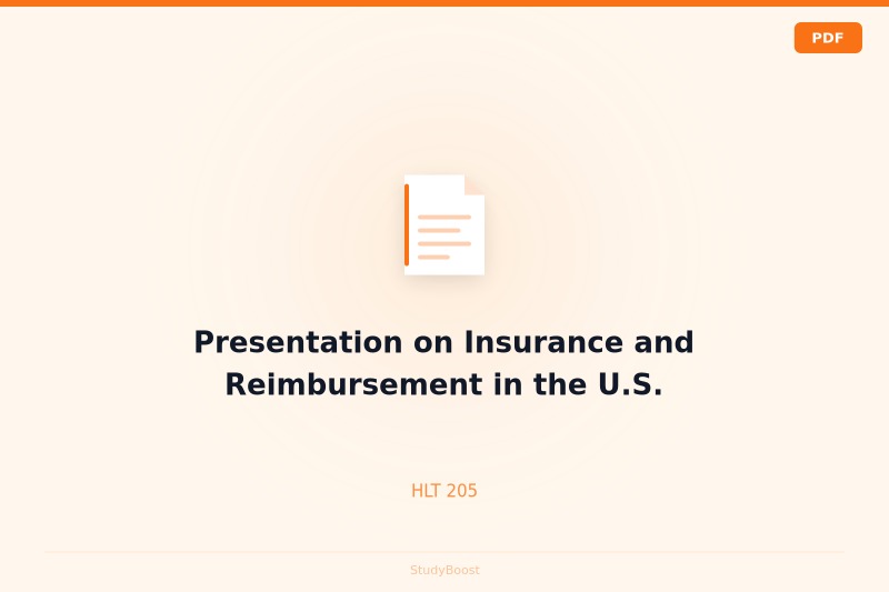 Presentation on Insurance and Reimbursement in the U.S.