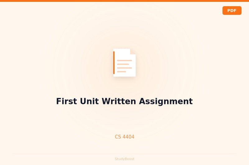 First Unit Written Assignment