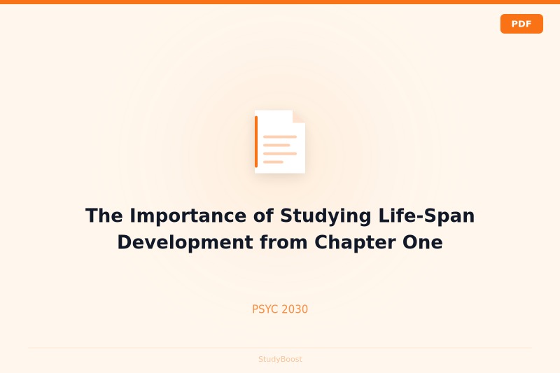 The Importance of Studying Life-Span Development from Chapter One