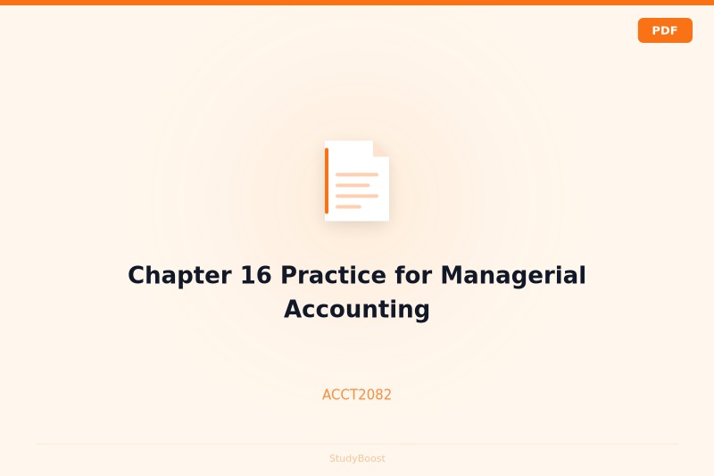 Chapter 16 Practice for Managerial Accounting