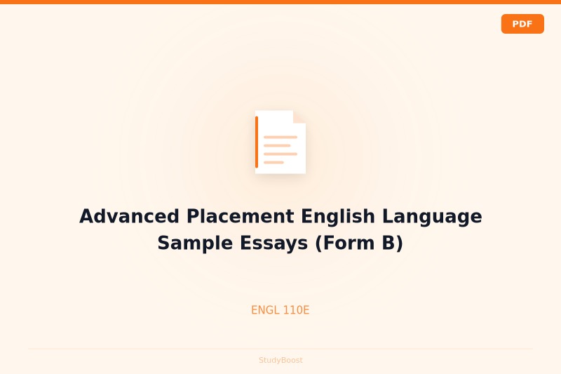 Advanced Placement English Language Sample Essays (Form B)