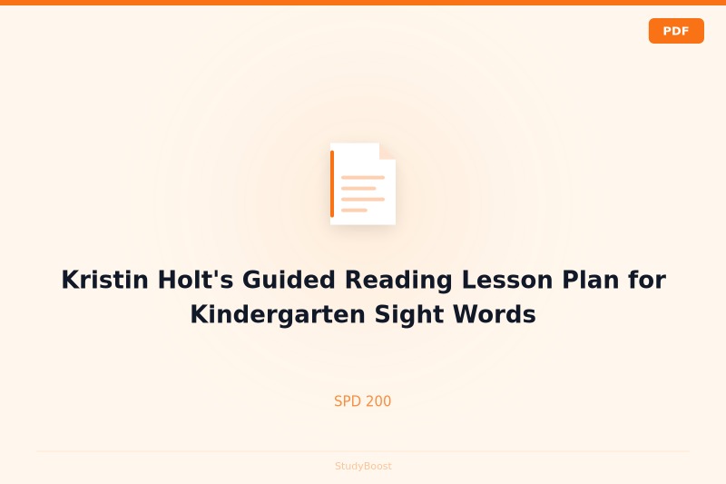 Kristin Holt's Guided Reading Lesson Plan for Kindergarten Sight Words
