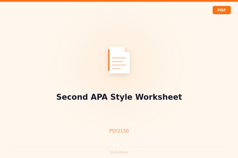 Second APA Style Worksheet