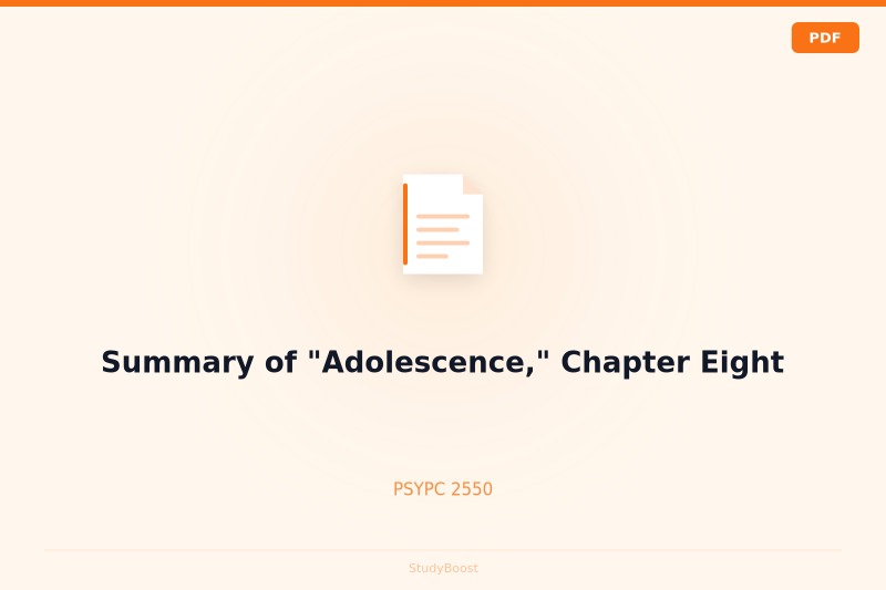 Summary of "Adolescence," Chapter Eight