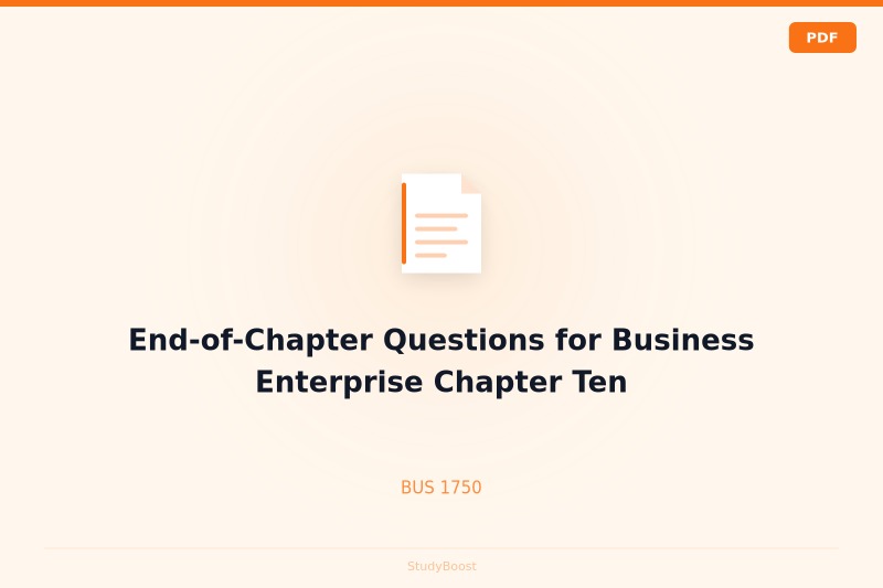 End-of-Chapter Questions for Business Enterprise Chapter Ten