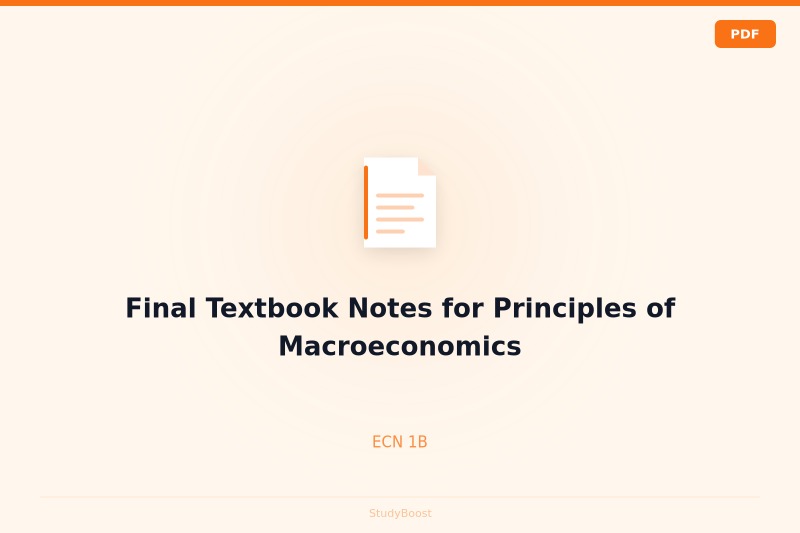 Final Textbook Notes for Principles of Macroeconomics