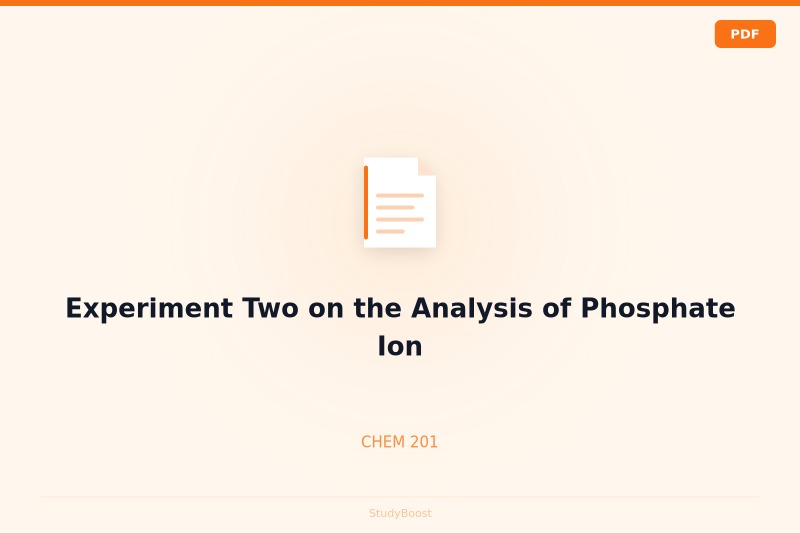 Experiment Two on the Analysis of Phosphate Ion