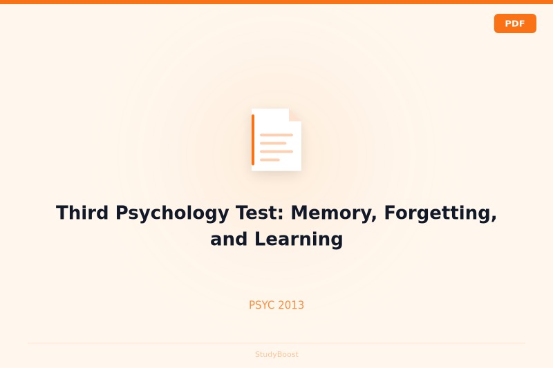 Third Psychology Test: Memory, Forgetting, and Learning