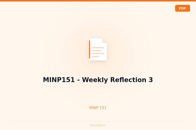 MINP151 - Weekly Reflection 3