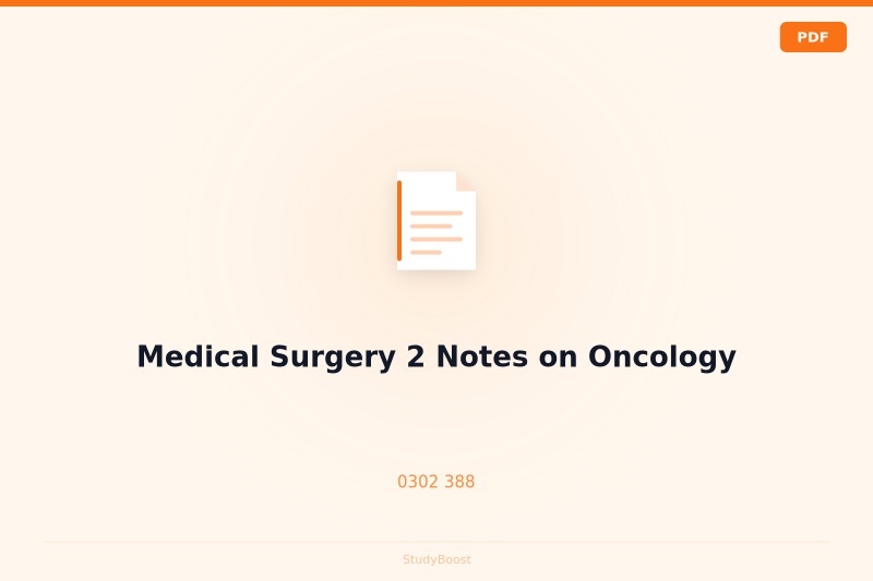 Medical Surgery 2 Notes on Oncology
