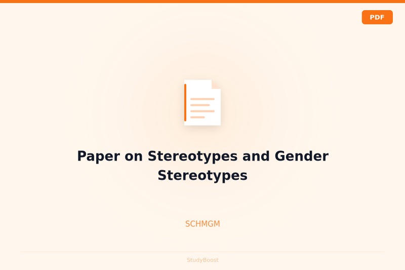 Paper on Stereotypes and Gender Stereotypes