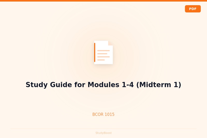Study Guide for Modules 1-4 (Midterm 1)
