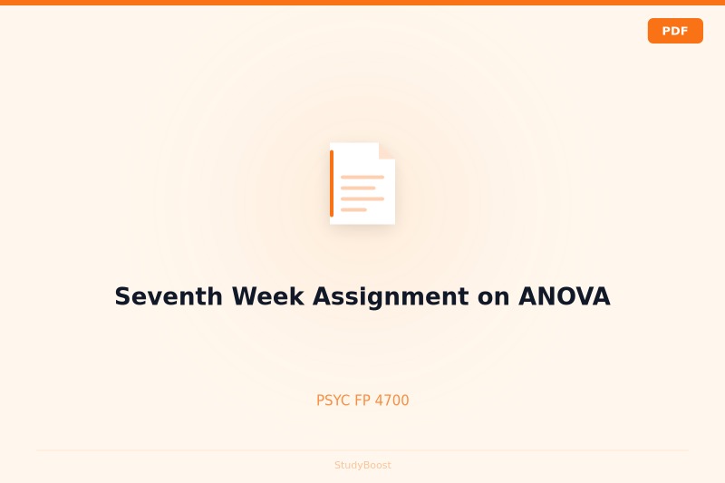 Seventh Week Assignment on ANOVA