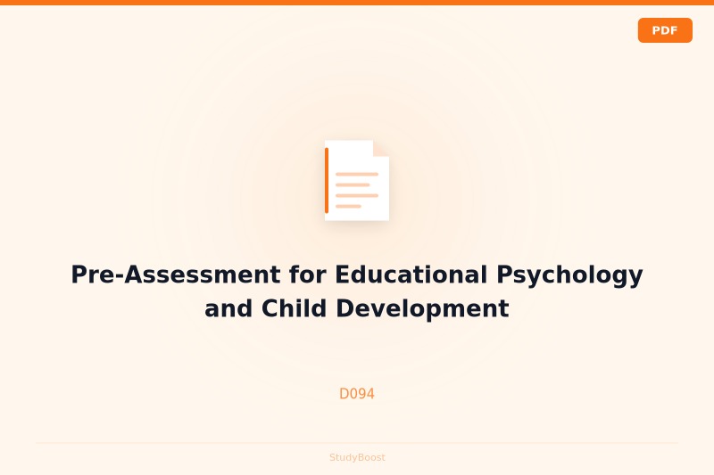 Pre-Assessment for Educational Psychology and Child Development