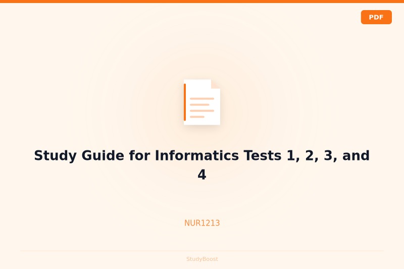 Study Guide for Informatics Tests 1, 2, 3, and 4