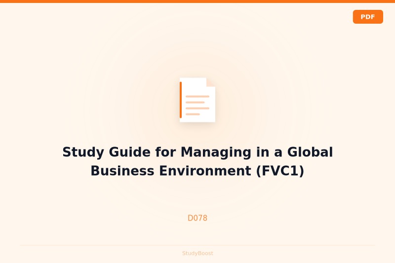 Study Guide for Managing in a Global Business Environment (FVC1)