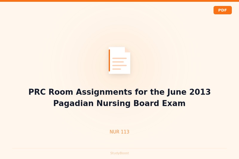 PRC Room Assignments for the June 2013 Pagadian Nursing Board Exam