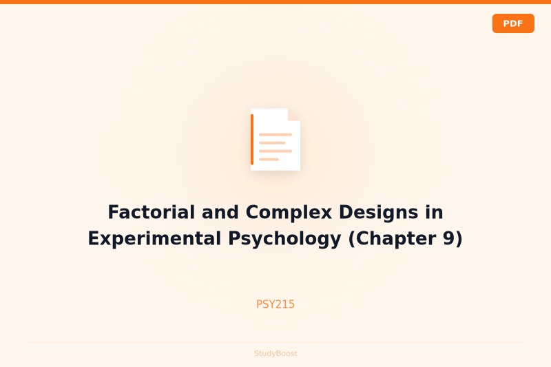 Factorial and Complex Designs in Experimental Psychology (Chapter 9)