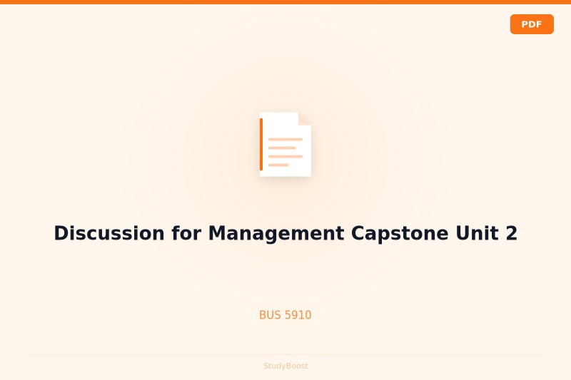 Discussion for Management Capstone Unit 2