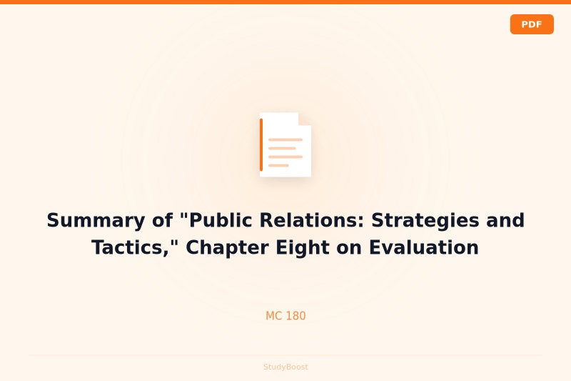 Summary of "Public Relations: Strategies and Tactics," Chapter Eight on Evaluation
