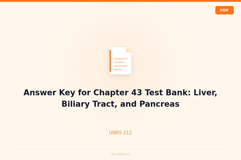 Answer Key for Chapter 43 Test Bank: Liver, Biliary Tract, and Pancreas