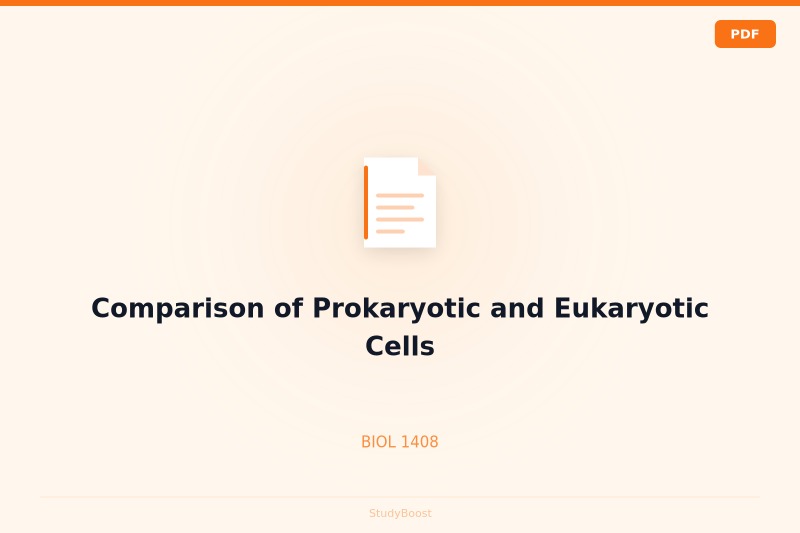 Comparison of Prokaryotic and Eukaryotic Cells
