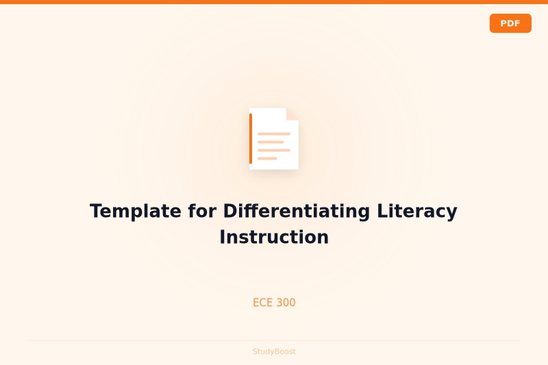 Template for Differentiating Literacy Instruction