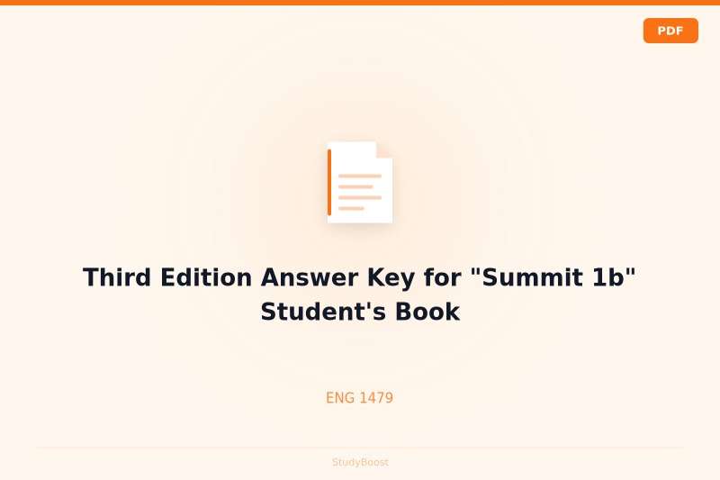 Third Edition Answer Key for "Summit 1b" Student's Book