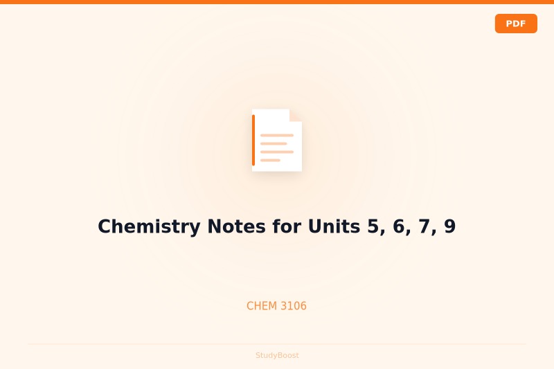 Chemistry Notes for Units 5, 6, 7, 9