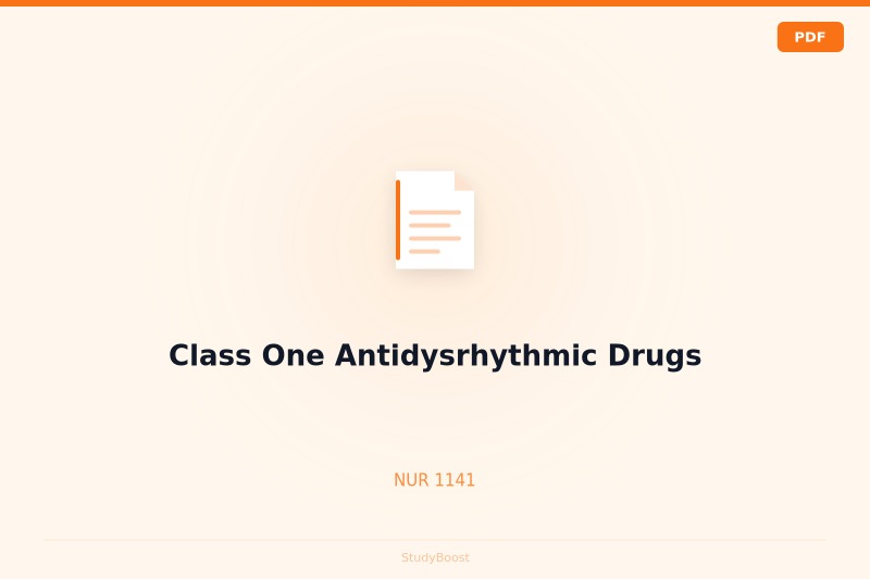 Class One Antidysrhythmic Drugs