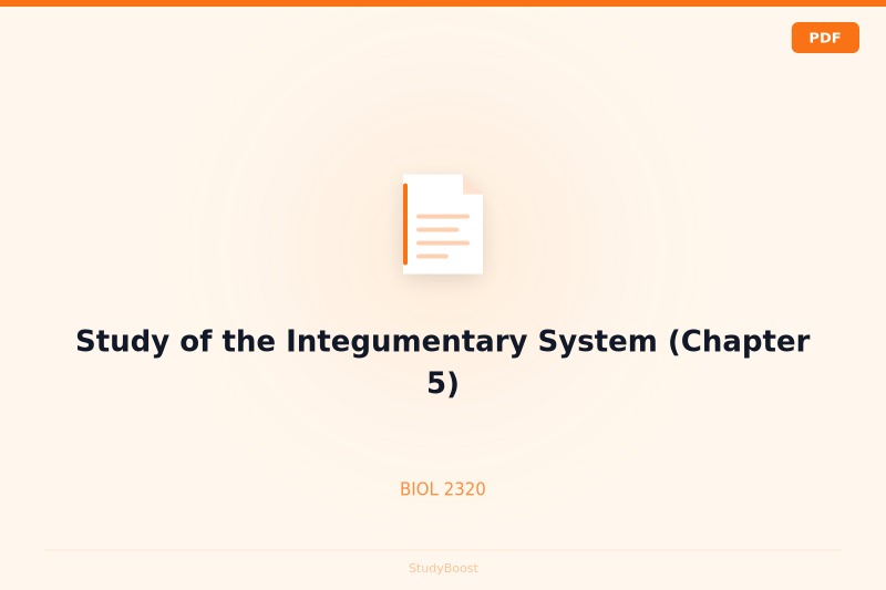 Study of the Integumentary System (Chapter 5)
