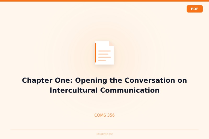 Chapter One: Opening the Conversation on Intercultural Communication